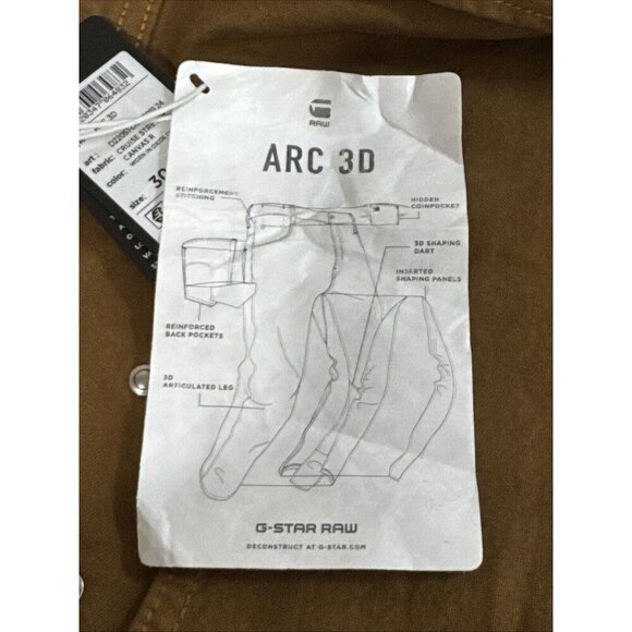 G-Star Raw Arc Men's 30/32 Cruise Stretch Canvasser Caramel Button Fly NWT - Picture 7 of 16
